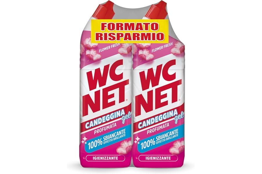 Wc Net - Bleach Scented Gel, Sanitary and Surface Cleaner, Whitening and Sanitizing Action, Flower Fresh Fragrance, 700 ml x 2 Pieces