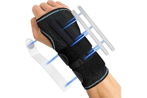 AOGOE Orthese Poignet, Attelle Poignet Réglable Avec 3 Éclisses Métalliques, Protege Poignet, Tendinite Poignet, Attelle Canal Carpien Pour Aider Le Canal Carpien Et Soulager Et La Douleur Au Poignet