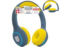 tigermedia tigerbuddies Bluetooth Kopfhörer Kinder | Faltbare Kinder Kopfhörer ab 4 Jahren | Mit Lautstärkebegrenzung 85 dB | Bequemer Sitz & klarer Stereo-Klang | Kinderkopfhörer mit Kabel