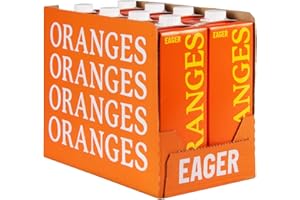 Eager Smooth Orange Juice 100% Squeezed, Refreshing Fruit Drink, No Bits, NFC Not From Concentrate, 1 Litre (Pack of 8)