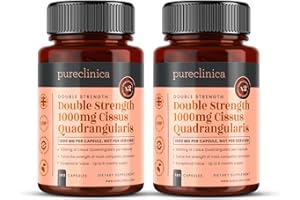 PURECLINICA Double Strength Cissus Quadrangularis 1000mg x 360 Veggie Capsules (2 Bottles of 180 Caps) - 1 Years Supply!