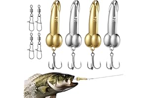 Annyswit 4 Pcs Metal Fish with Trebles Hooks & Rolling Fishing Swivels Zinc Alloy Spoon Lure Gold Silver Sequin Fishing Tackle Tool for Deepwater Bait Fish & Bass Mandarin Fish (15g*4)