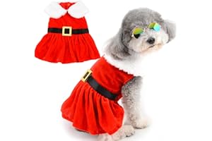 Zunea Vestidos de Navidad de terciopelo para perros pequeños, gatos, Papá Noel, cachorro, niña, vestido de Navidad para perra, falda de invierno y Año Nuevo, lindo disfraz de vacaciones para chihuahua