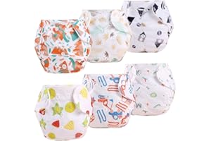 ACMEDE Couches lavables pour bébé Couches réutilisables pour bébé Insérez Une Couche de Poche Tout-en-Un pour la Plupart des bébés et des Tout-Petits 6 PCS