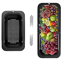 2 Pezzi Scolapasta Estendibile Per Lavello - Colino Per Frutta E Pasta (Grigio E Nero) - Foto 6