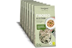 TREVIJANO Pack de 7 bolsas - Risotto Toscana con Vegetales Deshidratados, Cherry y Albahaca 280 g, Sin Gluten, Sin Sal Añadida, Sin Aditivos, Vegan, Fácil de Preparar
