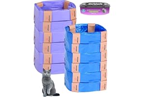 A ABLUMEN 12 Pièces Sac Litiere Chat pour Litter Locker, Sac Litiere Compatible avec Litter Genie LittyCat (Bleu + Violet, 12 Pièces)