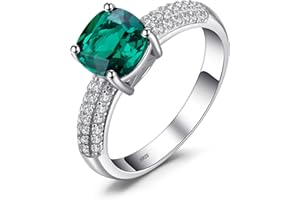 JewelryPalace 1.8ct Anelli Donna Argento 925 Simulato Smeraldo, Anello Dorato con Pietra Verde a Taglio Cuscino, Classico Anello Solitario Donna, Promessa Fede Fidanzamento Tre Ori, Set Gioielli Donna