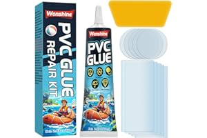 Wonshine Hot Tub Repair Kit, Waterproof Pool Repair Kit for Inflatables, Air Mattress, Swimming Pool, Hot Tubs, Air Bed, PVC Boat, Transparent, Flexible & Quick-Drying, PVC Glue (60ml 1Pack)