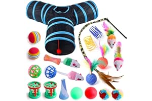 YIMINI 22 Stück Katzen Spielzeug, Katzenspielzeug mit Katzentunnel, Pet Cat Play Tunnel, Interaktives Katzen Spielzeug, Katzentunnel, Katzenspielzeug Set, Selbstbeschäftigung, Geeignet für Welpen und Katzen