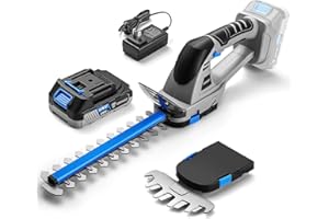 Cortasetos Bateria 20V: DEKOPRO Cortasetos Electrico 2 en 1 con Batería de 2000mAh y Cargador, Herramientas de Jardín, Tijeras de Poda, Tijeras de Césped