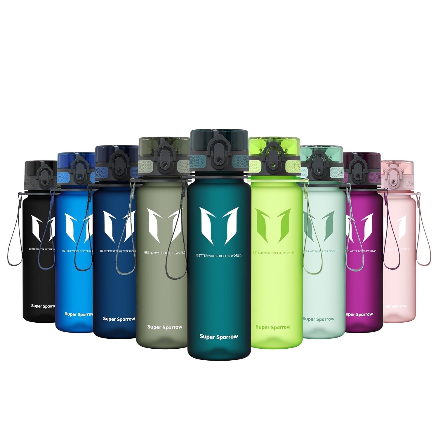 Sparrow Trinkflasche 500ml/750ml/1L - BPA-frei Tritan Wasserflasche 1-Klick | Sportflasche, Auslaufsicher, Leicht, Spülmaschinenfest, Flip Top Flaschen, Sport, Schule, Fitness, Gym, Büro, Reisen, Fahrrad