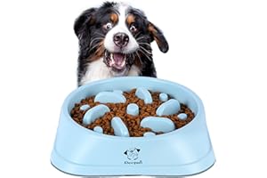 Decyam Gamelle Anti Glouton Chien Gamelle d'alimentation Lente avec Base Antidérapante Favorise Une Alimentation Saine Et Une Digestion Lente (Large, Bleu 9")