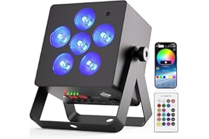 Oloaxolx 50 W RGBWA+UV Luz LED Par recargable batería 5200 mAh, iluminación del escenario con control remoto/APP/DMX512/Auto/sonido luz de fiesta Para DJ, discoteca, boda, Navidad, Halloween