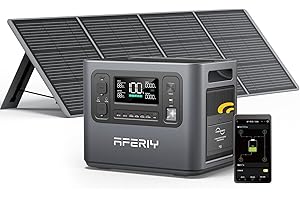 AFERIY Portable Power Station 2400W with 200W Solar Panel, 2048Wh Portable Power Station LiFePO4 230V AC Outlets, UPS, Solar Generator, Electric Generator for RV/Camping/Home