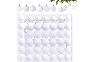 WINWILD 42 Stück Kleine Weihnachtskugeln Weiß 6 Verschiedene Design Kunststoff Christbaumkugeln 3 cm Mini Weihnachtskugeln Plastik Christbaumkugeln Tannenbaum Weihnachtsbaumschmuck Kugeln