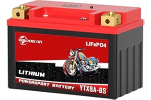 MOUDENSKAY Batería de Litio Para Moto, Bateria Litio 12v Motocicleta con BMS, 64WH 5Ah 320-400CCA YTX9A-BS LiFePO4 Motor de Arranque de la Batería Para Motocicleta, ATV, UTV, 4 Wheeler, y más