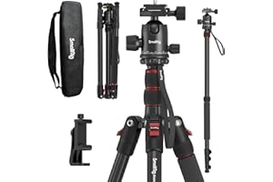 SMALLRIG Trípode Monopie para Cámara, 72" 182cm Trípode de Aluminio, Placa de Liberación Rápida con Cabeza Esférica Panorámica de 360°, Carga Máxima 15kg, Ajustable de 17" a 72" - 3935