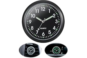 Koorium Mini Black Car Clock Luminous Dashboard Watch, Stick On Timepiece for Safe Car and Boat Decoration Small and Convenient Travel Accessory, Simply Stick on Anywhere