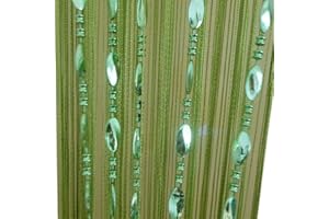 ZiDeTang Beaded Door Curtain Décor Sheer Tassel Closet Drapes Room Divider Curtain Color Green