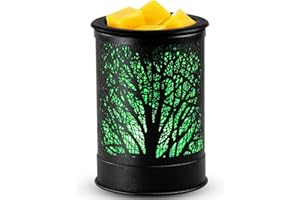 DIALAN'S Wax Melt Warmer for Scented Wax -Electric Scented Wax Warmer with 7 Colors LED Light, Stable PTC Heating Melter with Reusable Silicone Tray for Office Bedroom Fragrance & Home Décor, Gifts-Forest