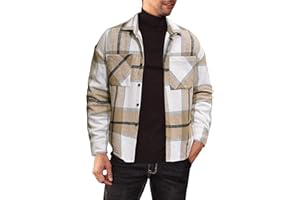 AlvaQ Camisa de Manga Larga para Hombre, Camisa Informal a Cuadros, Camisas de Franela, Camisas de leñador para Hombre