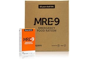 MRE-9 | Ración de emergencia | 20 años de vida útil | Vitaminas Extra | 24 x 500 g | Alimentos para Emergencias | Vida útil extremadamente larga