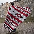 HORIMOTE HOME Boho Patterned Throw Blanket with Soft Sherpa Lining, Aztec Style Throw for Camping, Outdoor, Light Weight Cozy Warm Blanket for Couch, Sofa, Bed, 152x203cm, Red