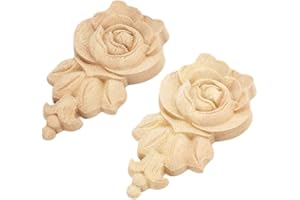 MUXSAM 2pcs Décalque de Sculpture Sculpté Bois sculpté d'angle Applique en Bois non Peinte à Décorer des Meubles 10 * 6cm