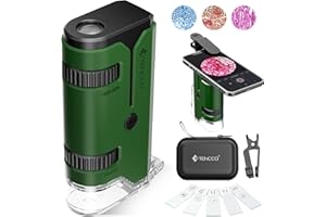 TENCCO 100x-250x Mini Pocket Microscope for Kids Adults, Protable Handheld Microscope, Miniscope Portable for Kids Adults Science Lab Education, Green