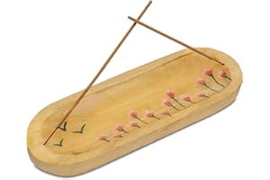 Store Indya Hand Painted Incense Holder, Incense Burner, Ash Catcher, IMango Wood nsencents Holder,Incense Tray 11x4x1.5 Inches, Best For Home Fragrance-Aesthetic Room Decor