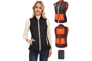 Vofuoti Beheizbare Weste Damen mit Powerbank, 3 Heizstufen, Beheizbare Jacke mit Elektrischem USB-Körperwärmer, Slim Fit Elektrische Heizweste für Motorrad, Outdoor, Weihnachten
