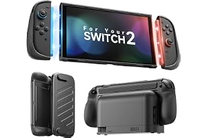 JSAUX Split Every Day Case for Switch 2, TPU Middle Frame & PC Front Cover | Dockable, Non Slip Ergonomic Grip, 8 Game Card Storage, Includes Adjustable Stand, Drop Protection - PC0123B