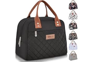 HOMESPON Insulated Lunch Bag for Women Adult Work Ladies Men Cool Bag Lunch Box Container Tote Bags for School Picnic or Travel(Black)