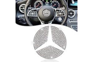 LbsAMP Cristal Bling Autocollant Accessoire Voiture Interieur 49mm Autocollant Logo Mercedes Benz Emblème de Volant pour A E S CLA CLS GLA GLB GLC GLE GLS SL