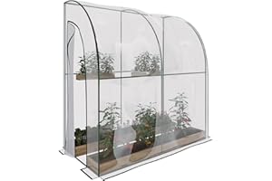 ARREDITALY Serra A Casetta Da Parete Muro In Acciaio Per Giardino Piante Fiori Orto Copertura Trasparente in PVC Con 2 Porte Avvolgibili A Cerniera Protezione Piante Giardinaggio 200 x 100 x 215 Cm