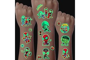 ‎YICOONUO Leuchtende Tattoos für Kinder, 8 Blätter 180+ Spider Man Tattoos Set, Temporäre Tattoos zum Aufkleben, Kinder Geburtstag Party Geschenk Dekorationen, Adventskalender Kinder Geschenke