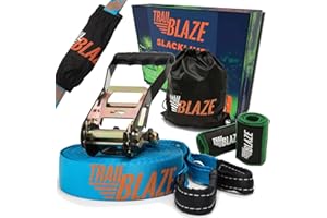 ‎TRAILBLAZE TRAILBLAZE Kit Slackline Completo – Con Protezioni Alberi + Sacca Porta Slackline - Installazione Facile - Kit per Principianti da 15m per Camminate e Equilibrismo