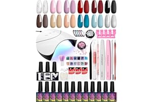‎PHOENIXY Gelnägel Starterset Nagelset, Phoenixy 12 Farben Nägel Gellack Set mit 36W UV LED Lampe UV Nagellack Set Gel Starterset Rot Blau Top Coat Base