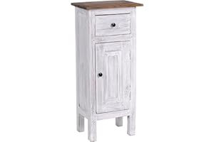 DESIGN DELIGHTS Drewniana szafka florystyczna Plant 80" | 80 x 36 x 25 cm (wys. x szer. x gł.), drewno mahoń z recyklingu | stolik na telefon Shabby Chic | Kolor: 05 biały-naturalny