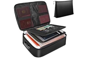 ENJOHOS Porte-Documents Ignifuge, 36 x 27 x 10 cm Sac anti-feu pour Documents avec Poche Pliable/Grande Poche en Filet 28 x 17 x 4 cm Porte-documents Ignifuge Fermeture à Glissière Protection