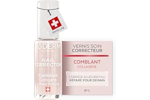 PODERM Vernis à Ongles Soin Correcteur & Perfecteur - Collagène | Lisse, Floute & Comble les Stries avec Fini Gel Naturel - 8 ML | Ongle Protégé et Plus Uniforme | Développé par un Podologue en Suisse