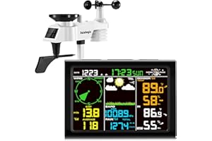 Sainlogic Station Météo Intérieur Extérieur Sans Fil, 8-en-1 Station Météo et Baromètres, Thermomètre Intérieur, Anémomètre, Pluviomètre Extérieur Jardin, Hygromètre, Alerte Personnalisée (Sans WiFi)