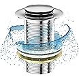 BELOFAY Pop Up Basin Waste - UnSlotted Click Clack Bathroom Sink Plug in Chrome Finish - Modern Sink Waste Kit with Overflows