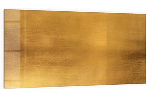 DEQORI Panneau arrière de cuisine en verre - Motif tôle dorée brossée - 100 x 50 cm - Pour salle de bain ou cuisinière - Protection anti-éclaboussures pour cuisine et salle de bain - Décoration