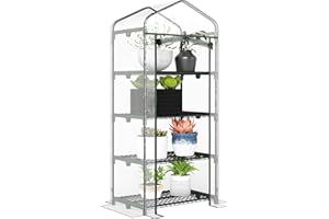 Outsunny 4 Tiers Mini Portable Greenhouse Plant Grow Shed Metal Frame PVC Cover 160H x 70L x 50Wcm