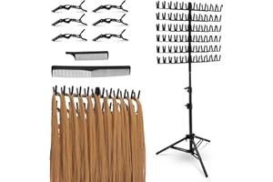 HuuppHip Braiding Hair Rack,Hair Extension Holder with 144 Pegs,Adjustable Height Braiding Rack & Wig Storage Stand,Double Sided Salon Tool for Salon Home Use