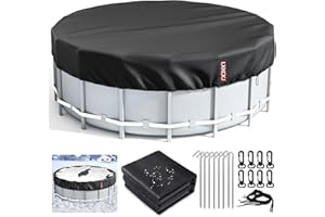 LXKCKJ 18 Ft Round Pool Cover, Solar Pool Covers for Above Ground Pools, Winter Pool Cover Protector with Pool Accessories, PE Tarp Ideal for Waterproof and Dustproof (580cm,Black)