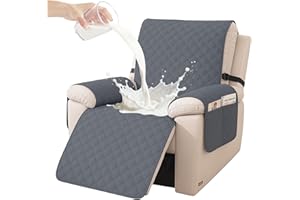 YSTELLAA Funda Sillon 1 Plaza Impermeable, Funda Sillon Antideslizante, Fundas para Sillones con Bolsa De Almacenamiento, Antiarañazos Mascotas Amigables(1 Asiento-X, Gris Oscuro)