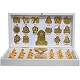 Jainkart Jain 24 Tirthankar and 16 Swapna for Digamber Jain Golden Plated White Designer Royal Box/Peti/Jainism Decorative Gifts Item/Frame (Size - 8.5 x 4.5 inches)